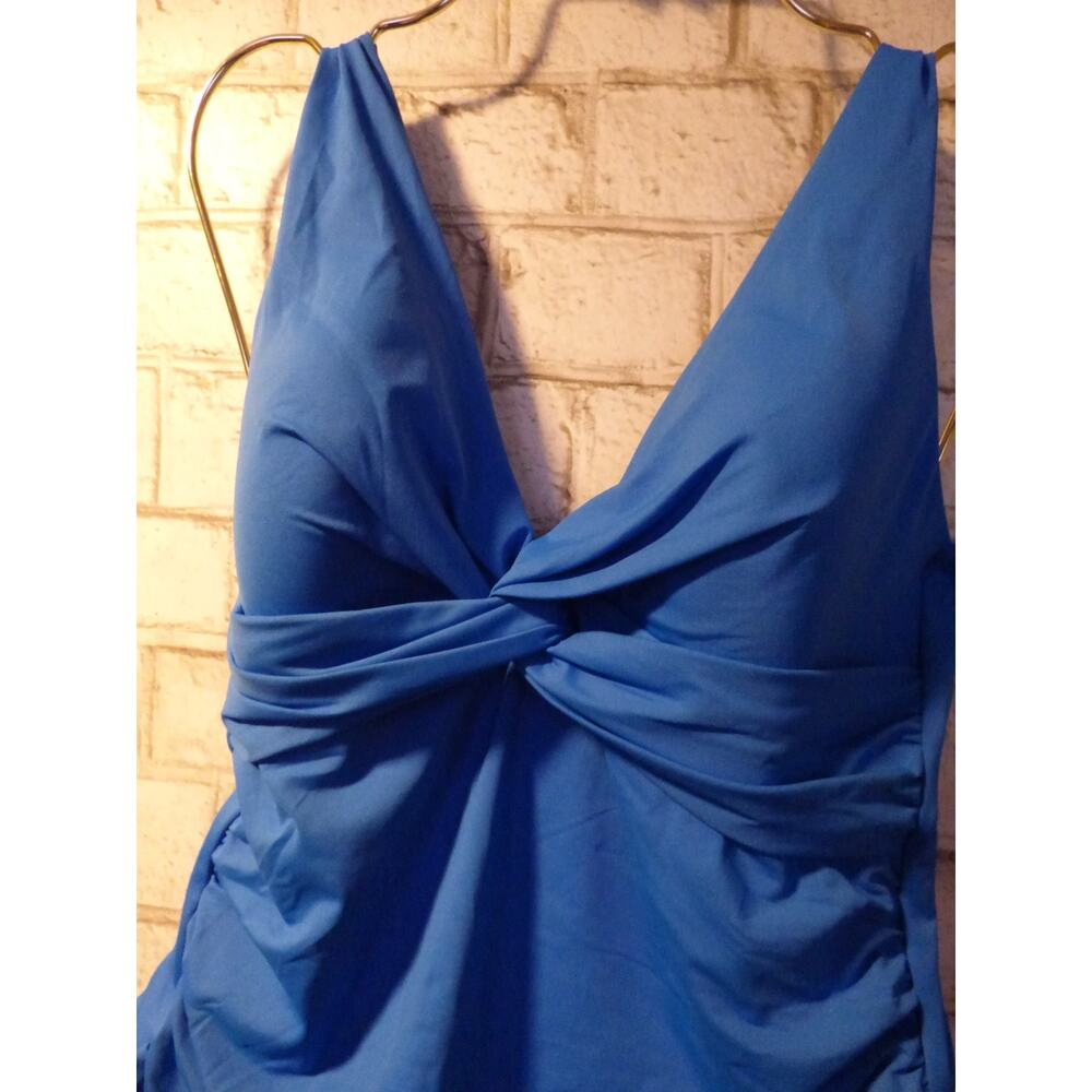 La Blanca Blue Twist Front Top & Folover Bikini Swim Set Size 4 NEW - Picture 2 of 8